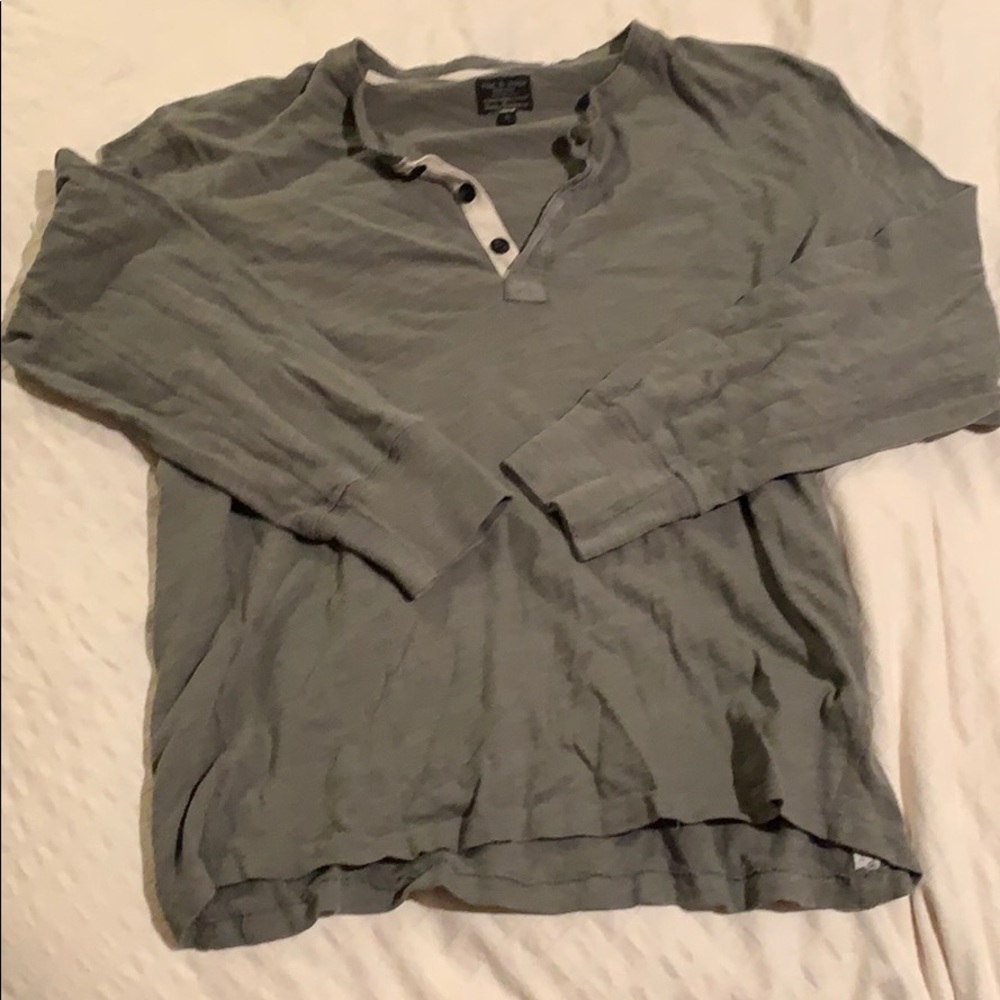 rag & bone Mens Large Gray Sage Long Sleeve Henley - Picture 7 of 8